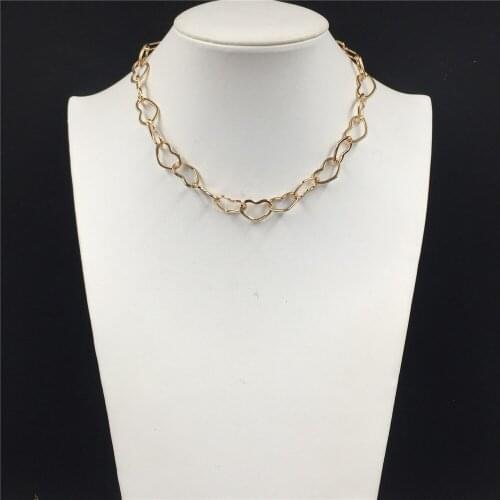 Lovely Sweet Gold Color Plating Thin Heart Linked Necklace For Women Girl Elegant Gorgeous Casual Party Trendy Jewelry