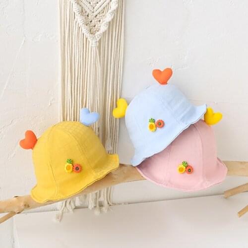Spring Summer Lovely Love Baby Hat Candy Colors Baby Boy Girl Bucket Hat Cute Kids Sun Hat Outdoor Infant