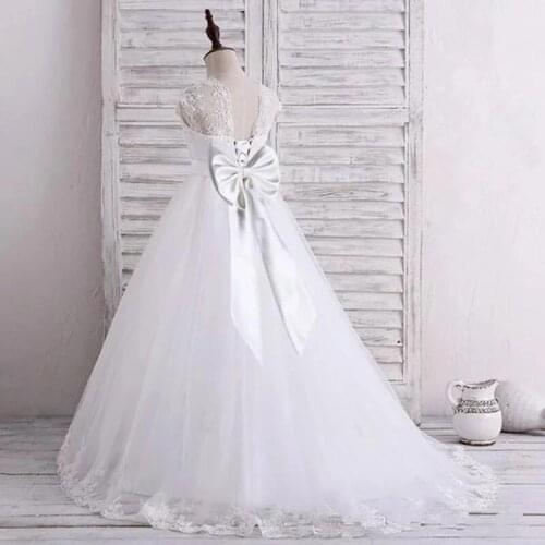 Princess Flower Girl Dresses Beaded Neck Backless Illusion Lace Sleeveless Tulle Skirt Vintage Wedding Girl Pageant Dress