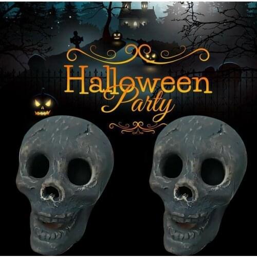 Regal Flame Ceramic Propane Gel Ethanol Gas Fireplace Fire Pit Logs Black Skull Artificial Simulation Skull Statue Skeleton Deco