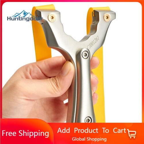 Huntingdoor slingshot Stainless steel Slingshot With Rubber Band Outdoor Hunting Bow Toy Game For Child Adult Pocket Rubber