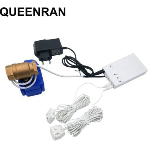 Russian Water Leakage Sensor with Auto Stop DN15 Valve Water Leaking Detector Alarm System For Smart Home Kitchen Bathroom Safe