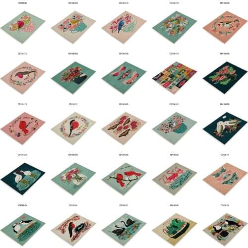 Cute Animal Bird Print Illustration Placemat for Dining Table Podkladki Na Stol Table Mats Black Swan Decoration Cloth Napkins