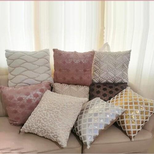Splicing Cushion Cover Decoration Living Room Bed Sofa Suede Pillow Case Pillow Covers Geometry Pillowcase Handmade 45x45cm