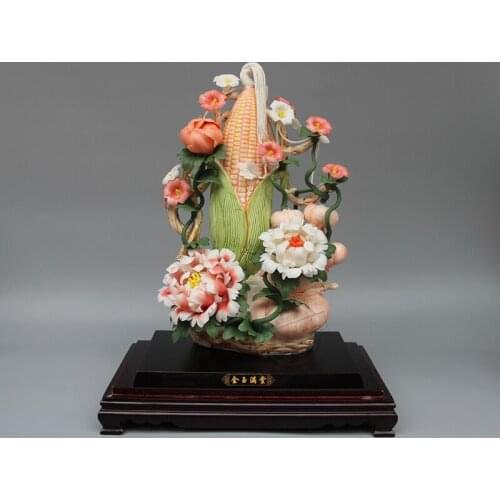 Art creative household porcelain carving full of gold Chrysanthemum Corn high-end accessories Home decoration luxury Ceramic