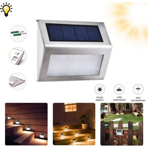 6Pcs Outdoor Stainless Steel Led Solar Path Stair Light Waterproof Solar Deck Lights Balcony Garden Yard Fence Wall Solar Lights