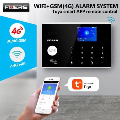 WIFI GSM 4G Alarm System Tuya App Control Home Security Motion Sensor Buglar Alarm 2.4inch Full Touch 4G GSM Color Screen Panel