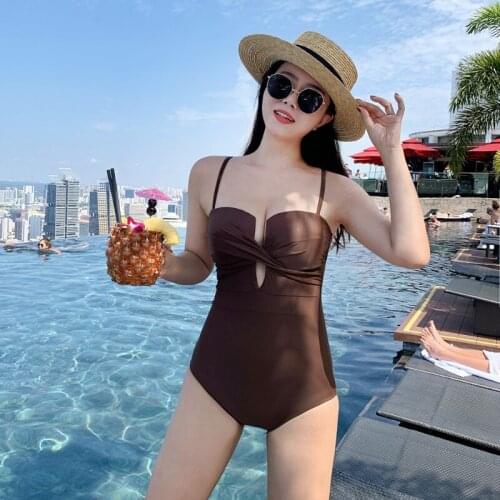 Womens Swimwear 2021 Japanese Korean Korean Sexy Bikini Busty Push up One-Piece Swimsuit for Women