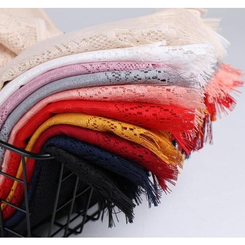 Beautiful Floral Women Scarf Shawls Muslim Lace Hijab Tassel Head Wraps Polyester Headband Autumn Lightweight 180x75cm 10pcs/lot