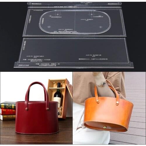 1set DIY Leather Handmade Craft Womens portable diagonal package Sewing Pattern Hard Kraft paper Stencil Template