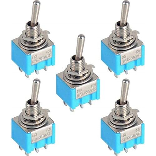10 piezas MTS-202 interruptor DPDT 6A 125 V CA 6 pines ON-ON Mini palanca interruptores 31*13*12mm para luces de conmut