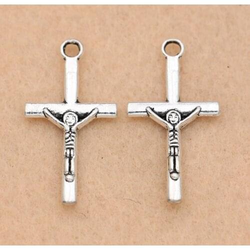 10pcs Antique Silver Plated Crosses Jesus Charm Pendant Jewelry Diy Jewelry Making Handmade 28x16mm