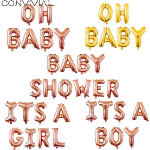 16inch Foil Letter Rose Gold Balloons OH BABY Gender Reveal Baby Shower Its a Boy Its a Girl Rose Gold Balloon Party Decoration