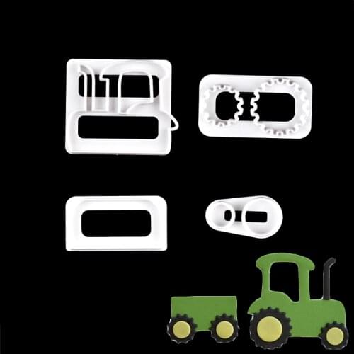 4Pcs/set Tractor Car Cake Cutter Sugarcraft Cookie Mold Fondant Cake Decorating Tools For Sugarcraft Biscuit Pastry Mould