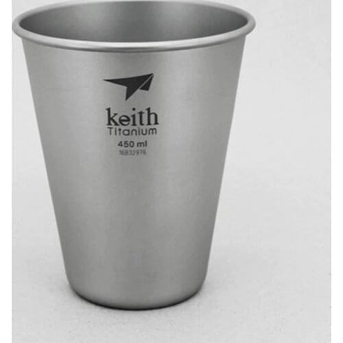 450ml Titanium Cup Beer Mug Folding Portable Camping Hiking Tea / Coffee / Beer Cup Pure Titanium Drinkware Travel Mug Ti9002