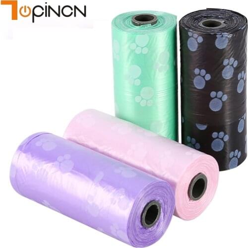 5 Rolls Paw Printing Dog Poop Bag 75Pcs Bags/ Roll Large Cat Waste Bags Doggie Outdoor Home Clean Refill Garbage Bag