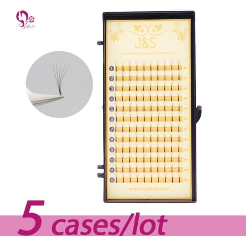 J&S 5pcs/lot New style 5D premade fans hand-made fans eyelashes new arrival Eyelash extension 5D eyelashes makeup free shipping