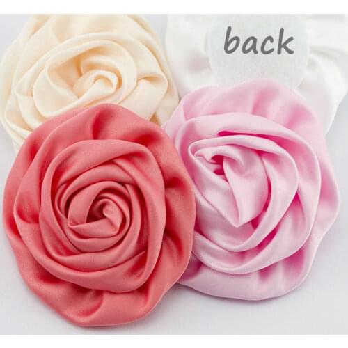 50pcs/lot 3" 8colors Soft Feltback Rolled Rosette Flower For Kids Girls Hair Accessories Artificial Fabric Flowers For Headbands
