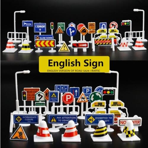 56 pcs/set DIY Model Scene Toy Road Sign Traffic Sign A2UB