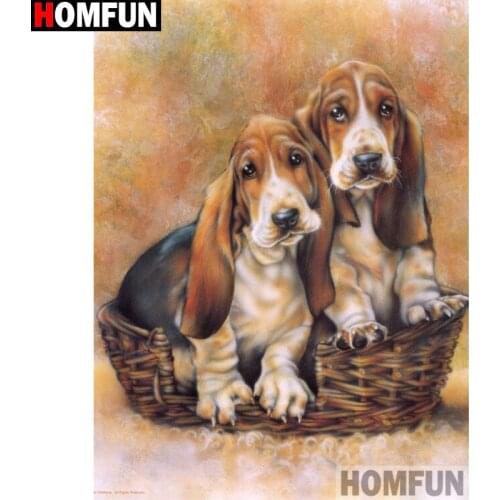 HOMFUN Full Square/Round Drill 5D DIY Diamond Painting "Animal dog" 3D Embroidery Cross Stitch 5D Home Decor A13046