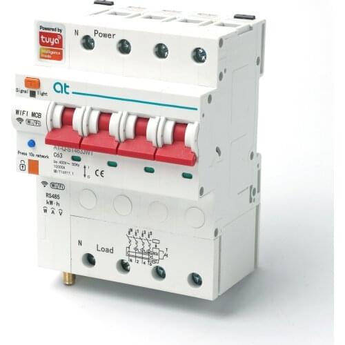 TUYA app 4P WiFi Smart Circuit Breaker overload short circuit protection with google home for Smart Home With Prepaid Function