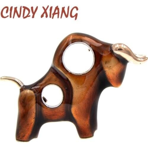 CINDY XIANG Enamel Strong Bull Brooch Unisex Women And Men Pin Brooches Animal Jewelry Zodiac 2021 Accessories 2 Colors