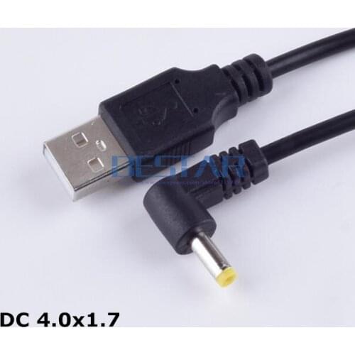 Black DC Elbow power plug USB convert to 4.0*1.7mm/DC 4017 L Shape Jack 4.0 mm x 1.7 mm 4.0x1.7mm right angle charging cable 1m