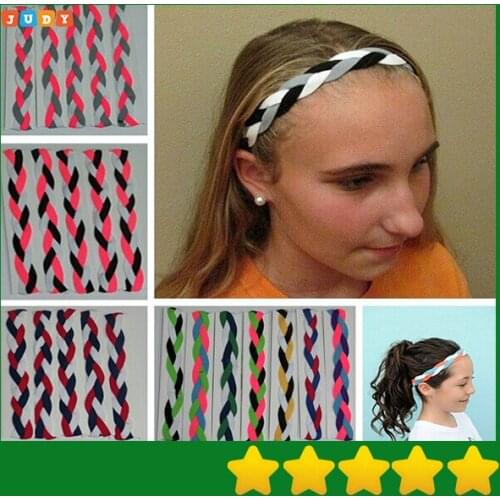 Colorful Woman & Girl Soft Nylon Braided Mini Sports Headbands Silicone headband keep the Elasticit band