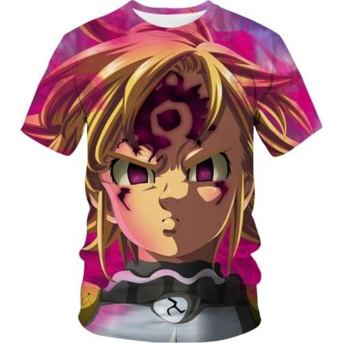 Seven Deadly Sins 3D Print T-shirt Anime Nanatsu No Taizai Streetwear Men Women Fashion T Shirt Harajuku Hip Hop Tees Tops Male