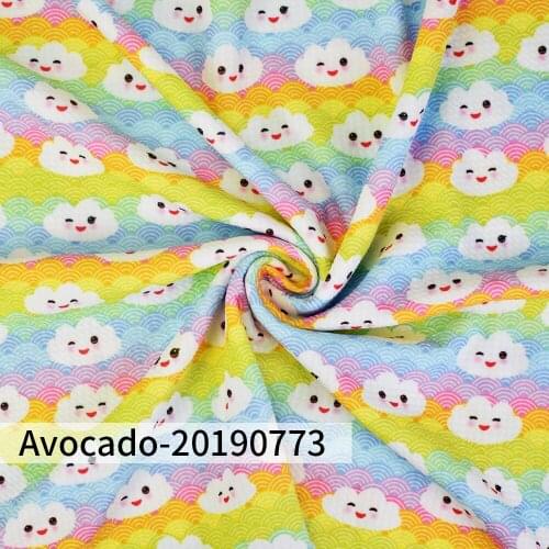 Huangtao Diy 50X150cm Printed Rainbow Clouds Cute Character Pattern Fashion Liverpool Bullet Fabric No MOQ Polyester Fabric