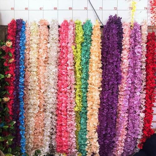 200CM Hydrangea Vine Wedding Garlands Plnats for Scrapbooking Home Bathroom Decoration Accessories Artificial Flowers Wholesale