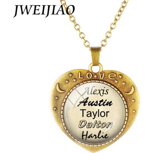 JWEIJIAO Vintage Heart Shape Pendant Necklace Custom Your Friend Lovers Families Name Birthday Jewelry Gift NA01