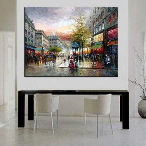 Top Artist Hand Painted High Quality Knife Paris Street Oil Painting Wall Painting European Landscape Paintings Home Decor