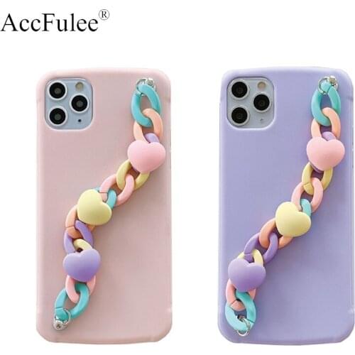 Candy Love Heart Bracelet Case For Huawei Honor 30S 20i 10i 10X Lite 9X Pro 9A 9C 9S 9n 9i 8A Prime TPU Cover With Chain