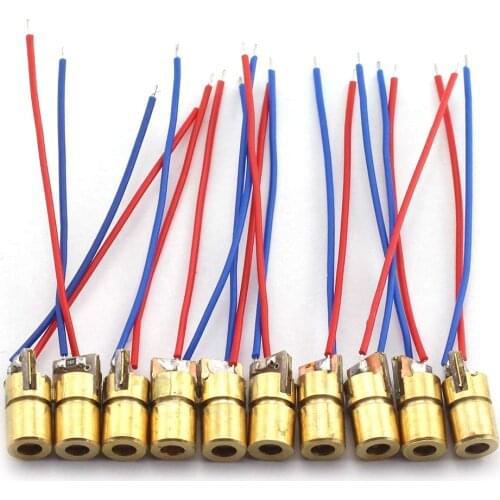 10pcs 5V 650nm 5mW Red Dot Laser Head Red Laser Diode Laser Tube with Leads Head Outer Diameter 6mm