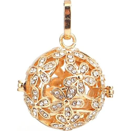 DoreenBeads Copper Pendants Mexican Angel Caller Harmony Ball Wish Box Locket Tree Silver Color Clear Rhinestone Can Open,1 PC