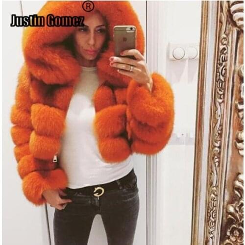 Cute Short Version Long Sleeve Thickening Chic Design Abrigos Mujer Soft Warm Real Fox Fur Womens Winter Jackets With Hoodie