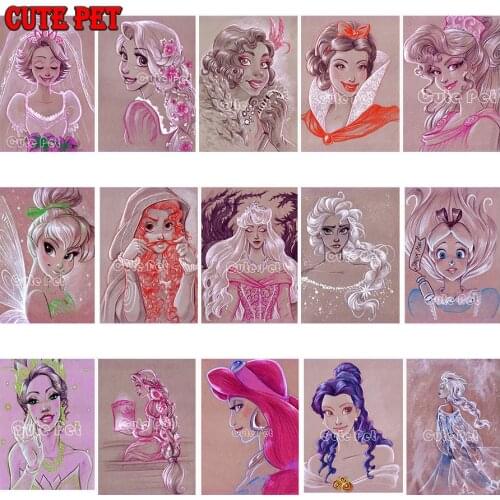Mosaic full Square round drill Cartoon girl princess puzzle Diy diamond painting cross stitch Diamond Embroidery Art home decor