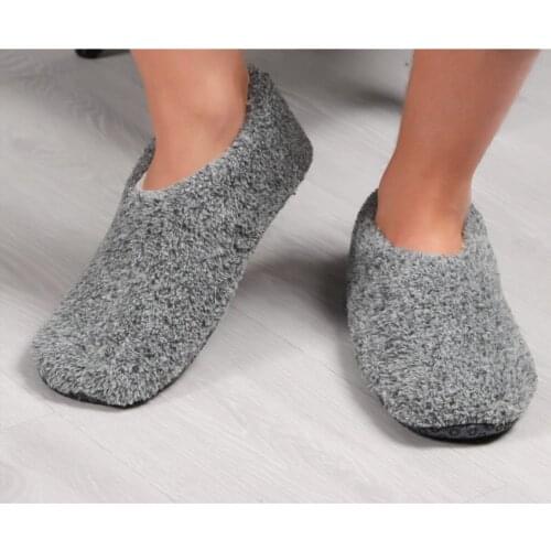 Men Indoor Non-Slip Slippers for Winter Thick Socks Warm Feet Comfortable Welsoft Fabric Carpet Slippers