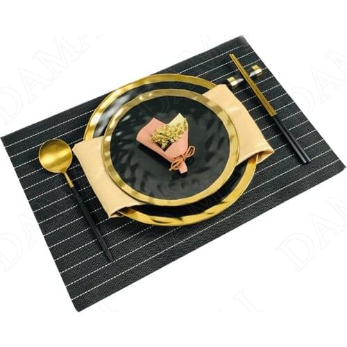 Golden Stroke Ceramic Plate Set Western Steak Living Room Decoration Tableware Dining Table Main Course Dishes and Plates Sets