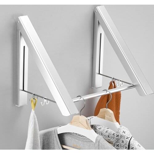 Wall Clothing Hanger Outdoor Folding Drying Rack Telescopic Rack For Clothes Horse Clothesline Balcony Hook Rail Clothes Rods