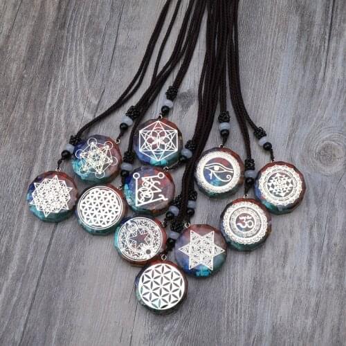 Orgone Pendant Necklace Metatron Cube Orgonite Energy Pendant 7 Chakras Reiki Healing EMF Protection Crystal Necklace