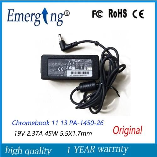Original 45W 19V 2.37A 5.5*1.1mm New AC Laptop Adapter For Acer Chromebook 11 13 PA-1450-26