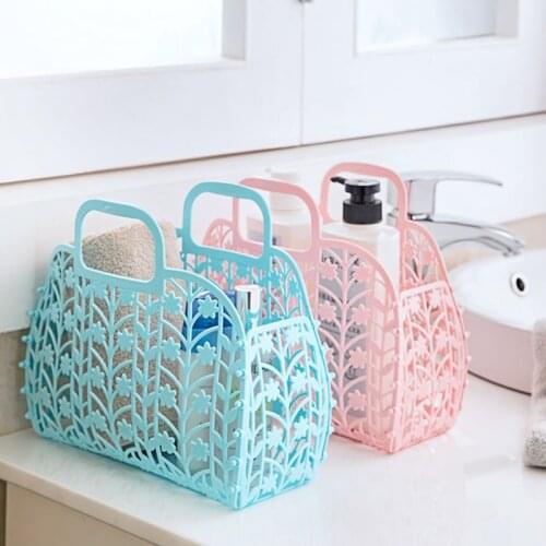 Bathroom Hollow Washing Storage Basket Women Bath Basket Foldable Flower Mesh Portable Laundry Basket Home Clothes Organizer