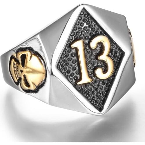 Hot Fashion NO 13 Skull Mens Rings Exaggerated Vintage Punk Ring for Men