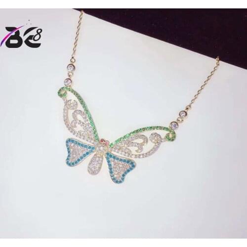 Be 8 Luxury Shinny Micro CZ Stone Pave Butterfly Shape Long Pendant Necklace for Women Fashion Jewelry N062