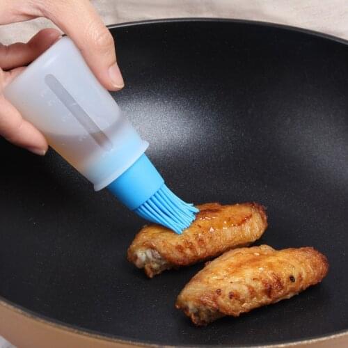 Silicone Oil Bottle With Protective Cover Scale Oil Brush BBQ Oil Brush Pastry In Baking Creativity For Kitchen Gadget Sets