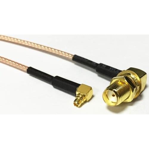 New SMA Female Jack nut Right Angle Switch MMCX Male Plug Right Angle pigtail cable RG178 Wholesale 15CM 6" for WIFI antenna
