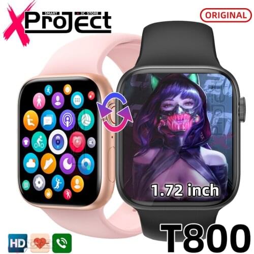 T800 Smart Watch Men Women Bluetooth Call Spin Button Custom Dial Smartwatch for Android IOS PK IWO 13 IWO 12 amazfit W26 W46 X7