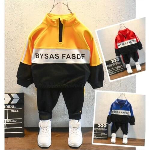 Spring Hot Sale Baby Boys Stitching T-shirt Trousers Outfit boys Sweatshirt Tops+ Pants Outfits 2pcs Set Toddler Kids Boy Clothe